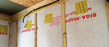 membrane d'étanchéité sur chantier d'une maison bois La Rochelle, Charente Maritime (17)